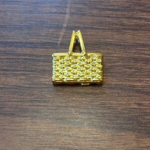 Longaberger Vintage Goldtone Miniature Market Basket Charm Pendant